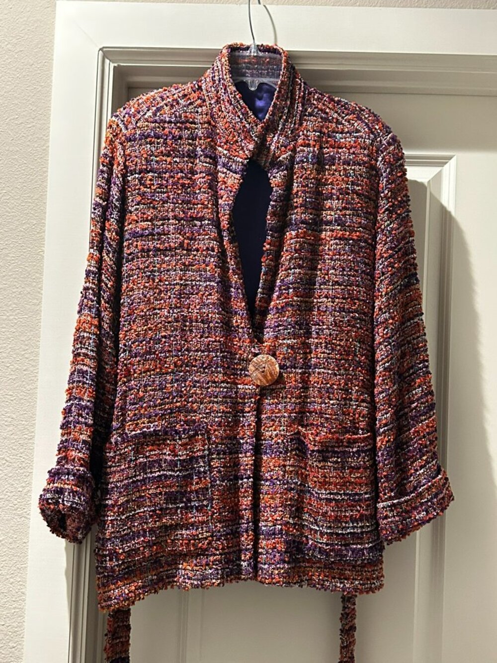 Custom Boucle Jacket Venice Italy Fabric Abalone Button Size 10/12 | NWOT